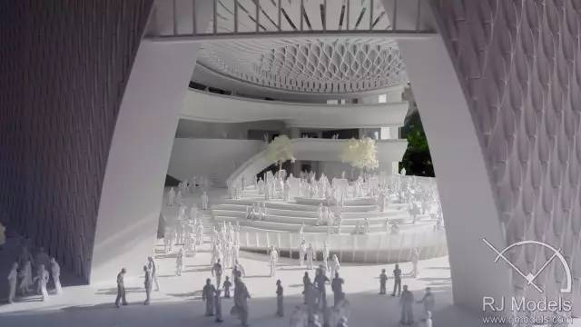 ▲戲曲中心概念模型內(nèi)往來不絕的人潮。